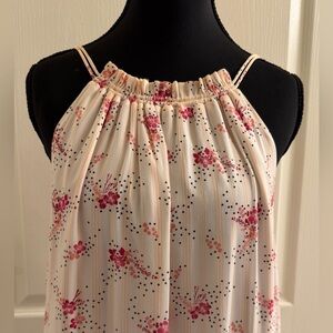 LOFT Cream Floral Halter Dress